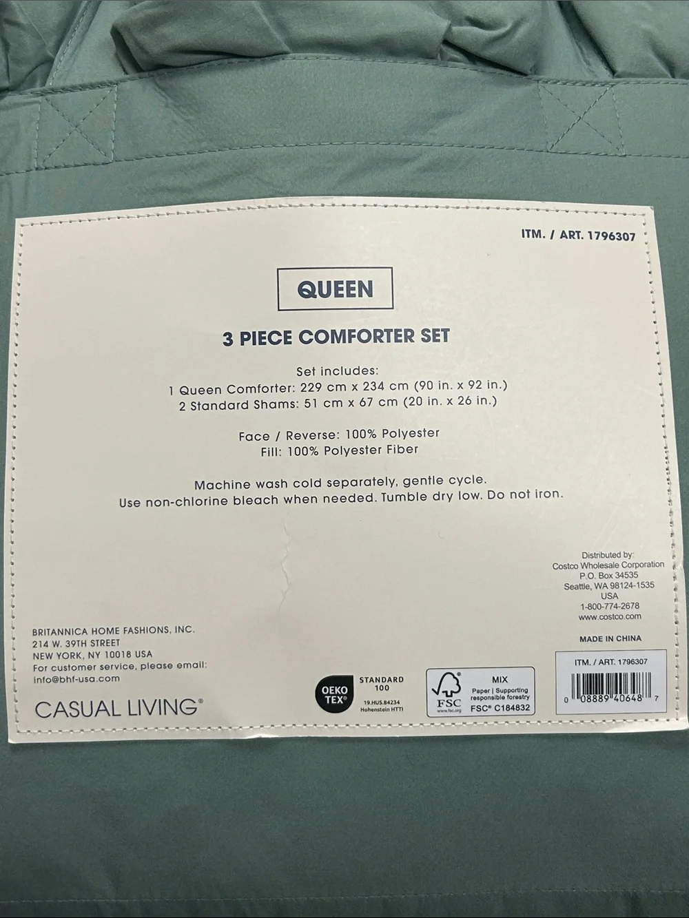 Casual Living Sage Green Queen Comforter Set - 3 Piece
